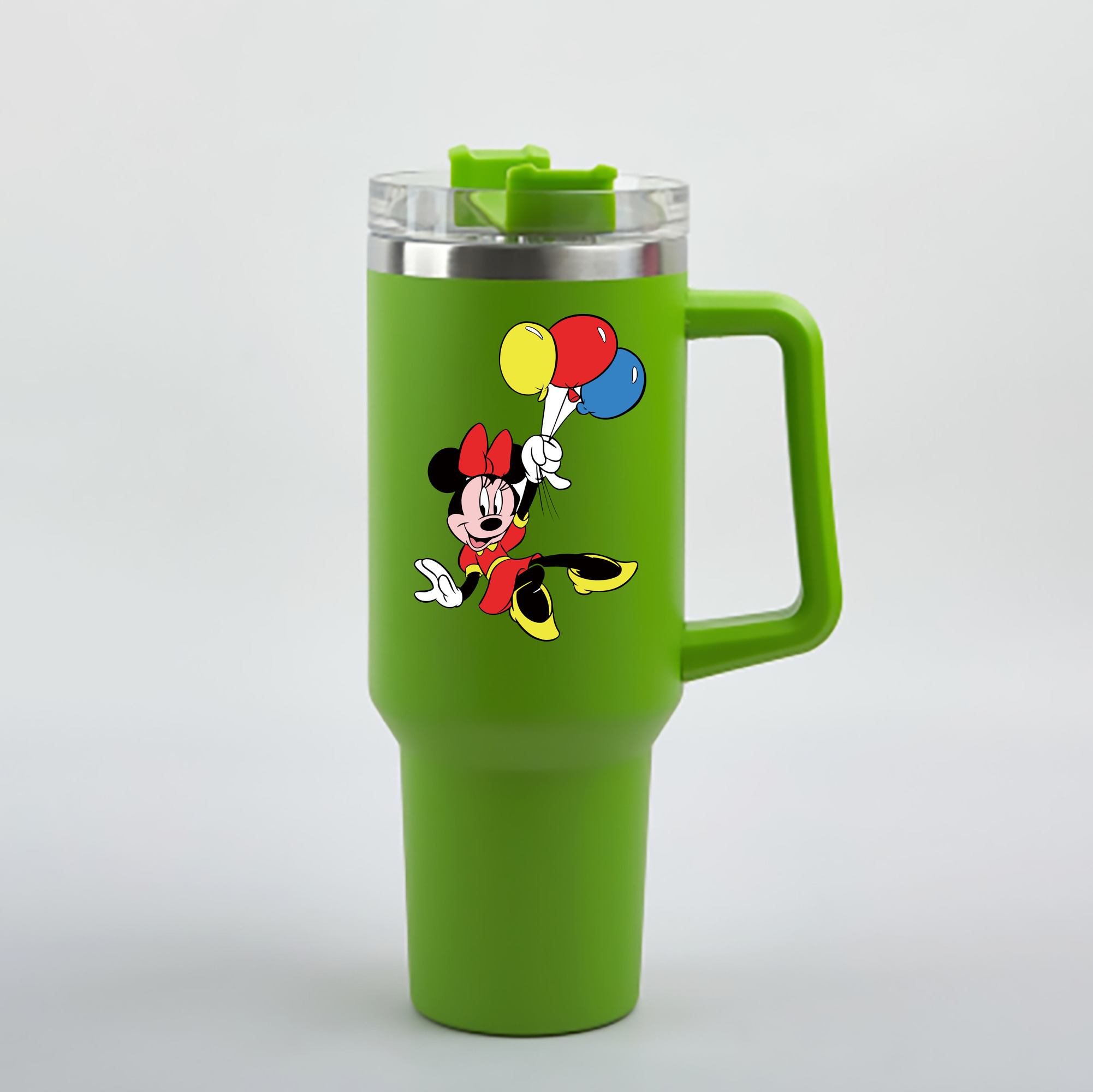 （画像用） ミッキーマウス Mickey Mouse 1200mL車用タンブラー - クリスタルステッカー（プラスチックストロー付き）